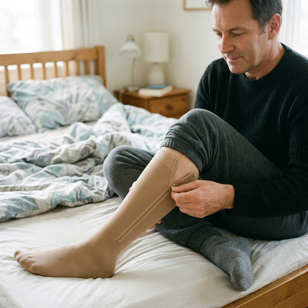 Bas de compression 15-20 mmhg avec fermeture éclair