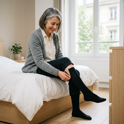 Bas de compression 15-20 mmhg avec fermeture éclair